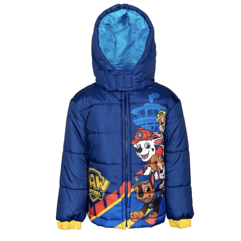 Nickelodeon PAW Patrol Boys 4T Hooded Full Zip Puffer Jacket Blue Yellow - Picture 1 of 3